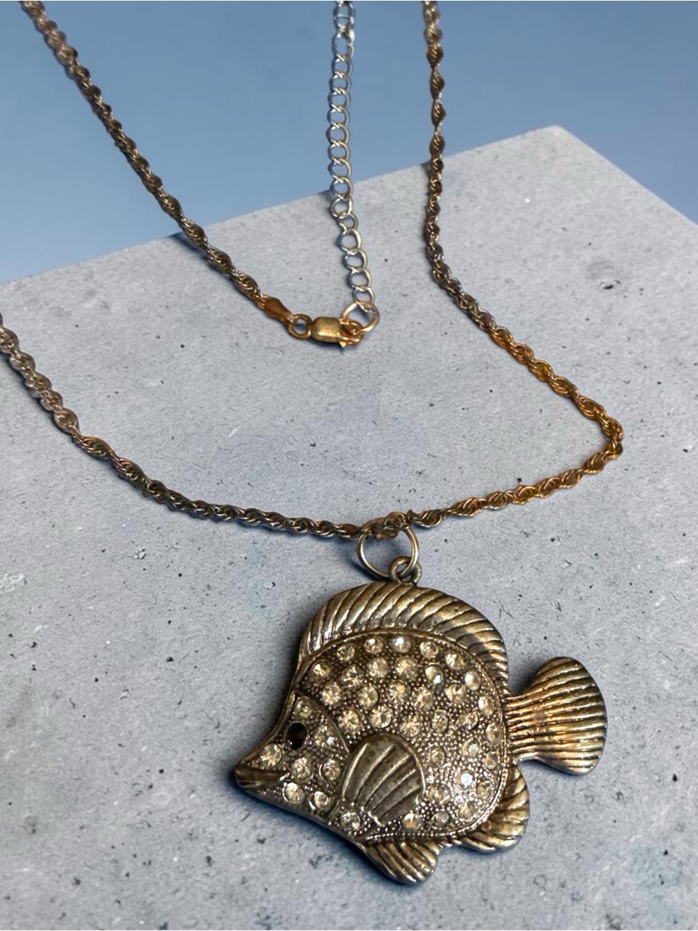 Gold Fish Pendant Necklace - Gold Color